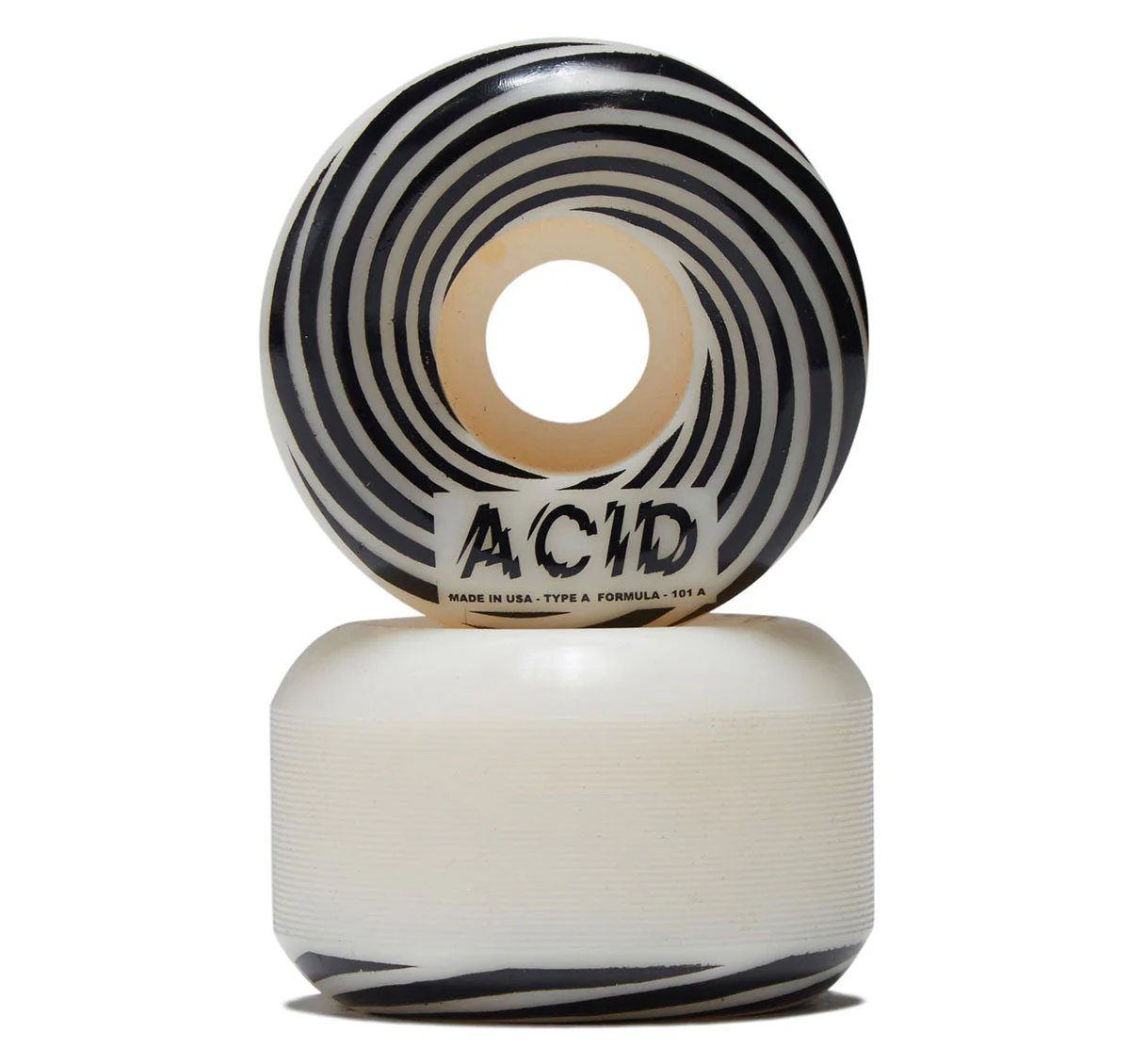 Acid Swirl Type A 101a Skateboard Wheels - White - 52mm - Image 2