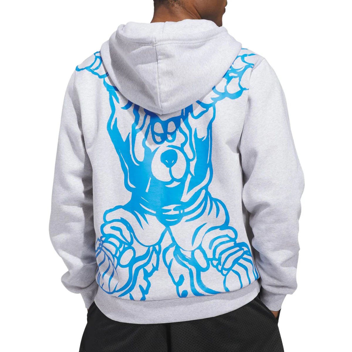 Adidas Kogan Hoodie - Light Grey Heather/Lucid Ray Blue - Image 2