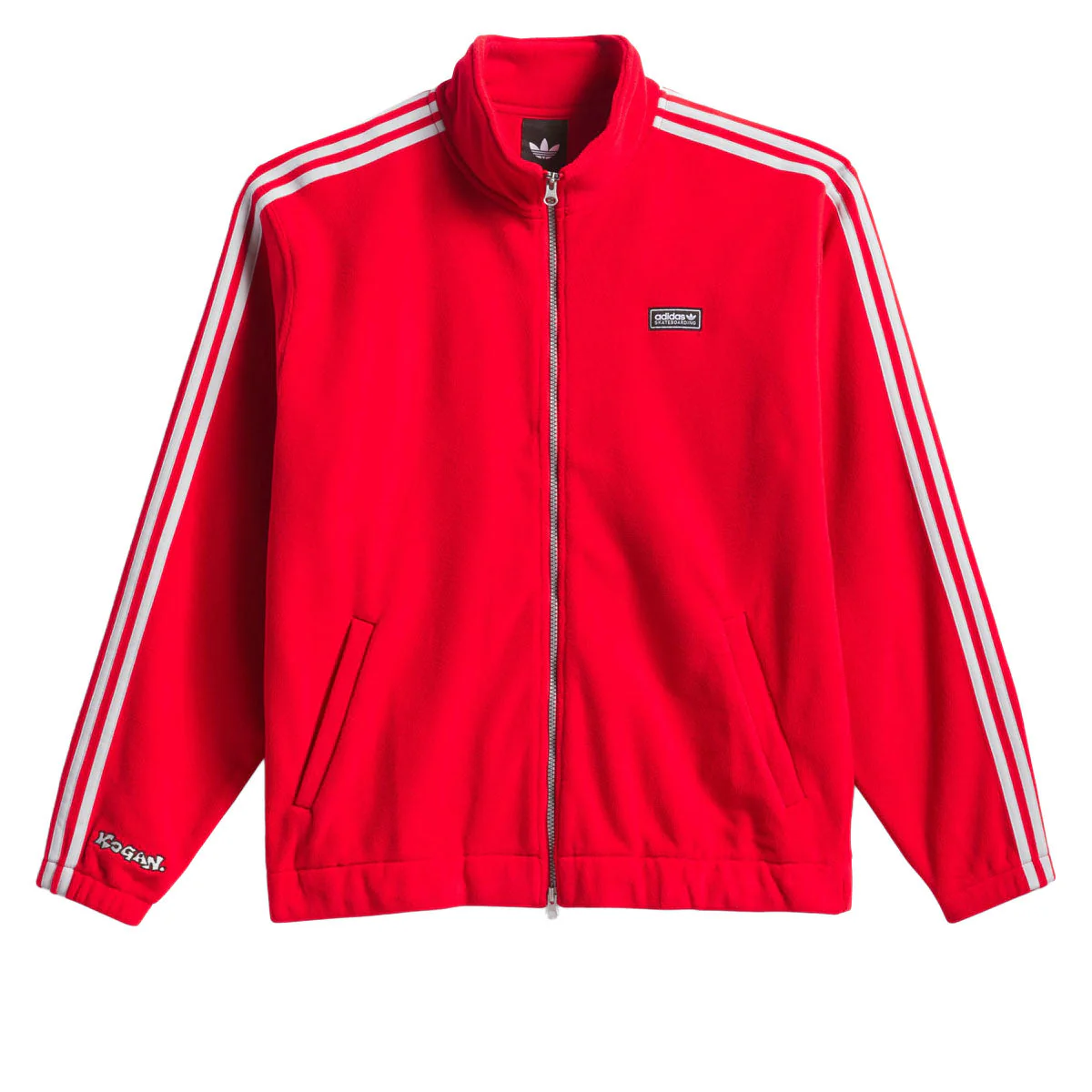 Adidas Kogan Track Jacket - Better Scarlet/Light Solid Grey - Image 4