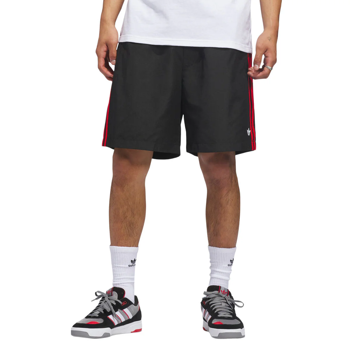 Adidas Skate Water Shorts - Black/White/Red - Image 3