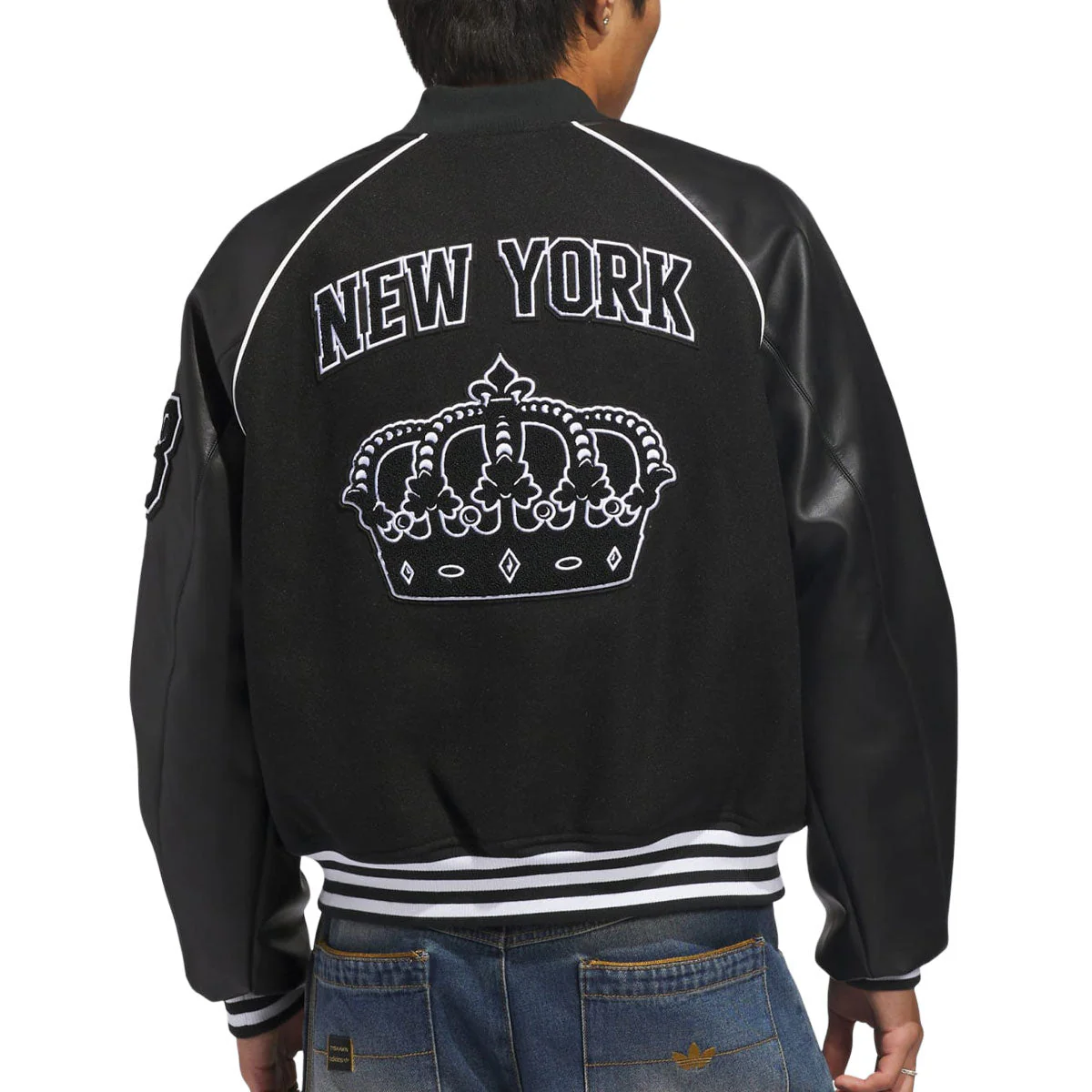 Adidas Tyshawn Letterman Jacket - Black/White - Image 2