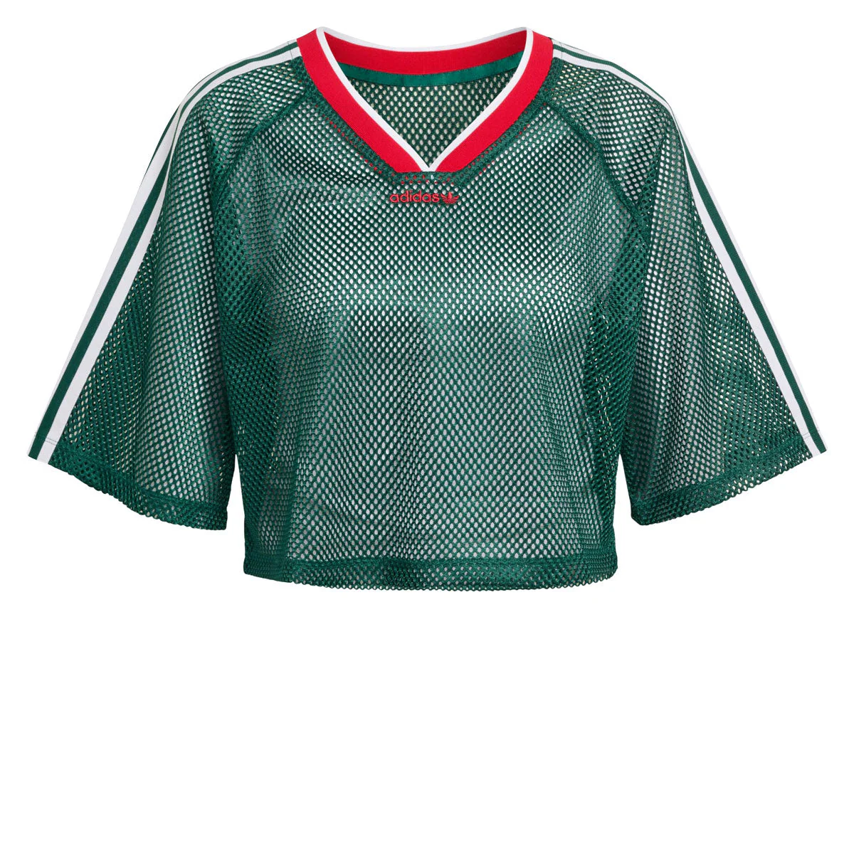 Adidas Womens Mesh Cropped T-Shirt - Collegiate Green - Image 3