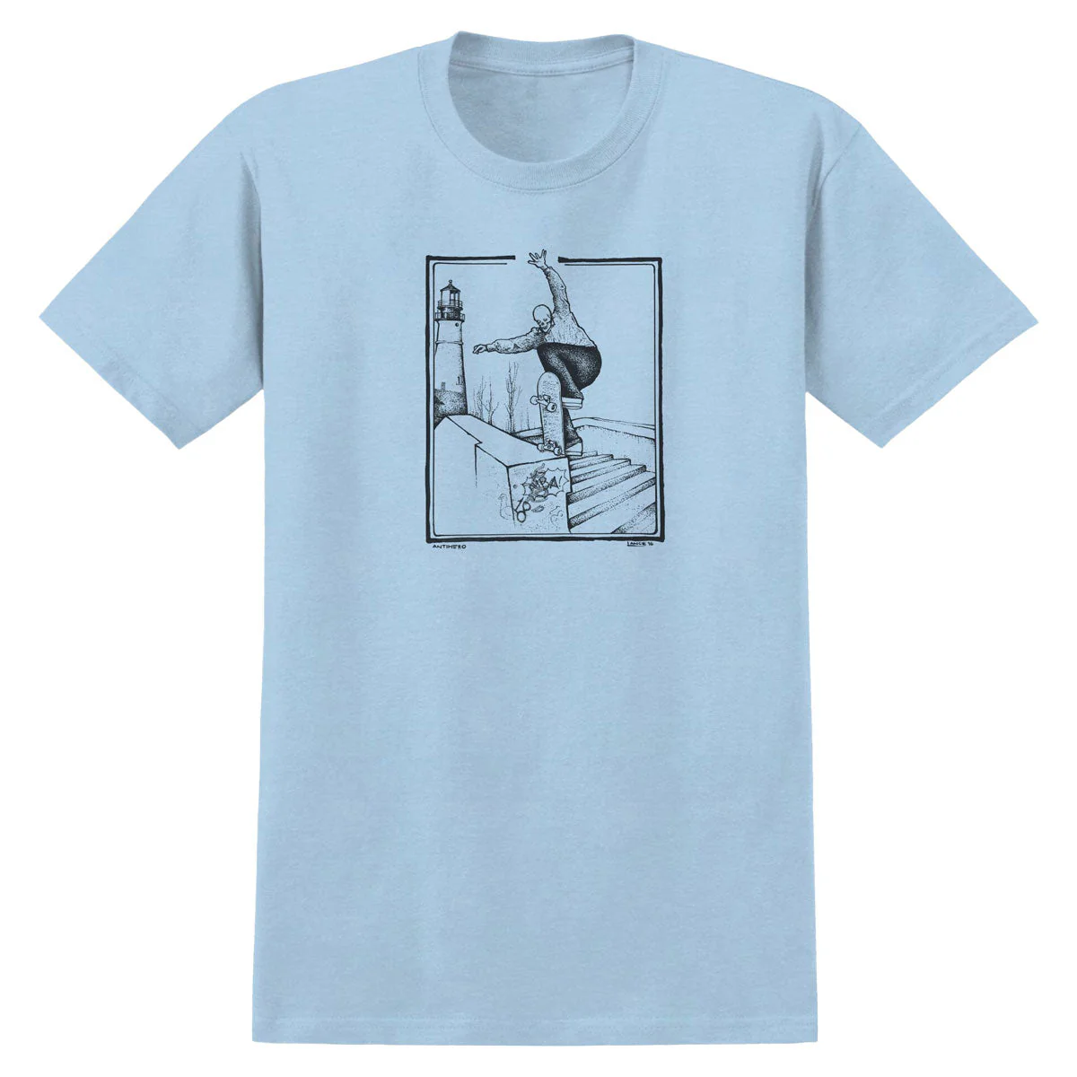 Anti-Hero BA Lance T-Shirt - Heather Light Blue/Black