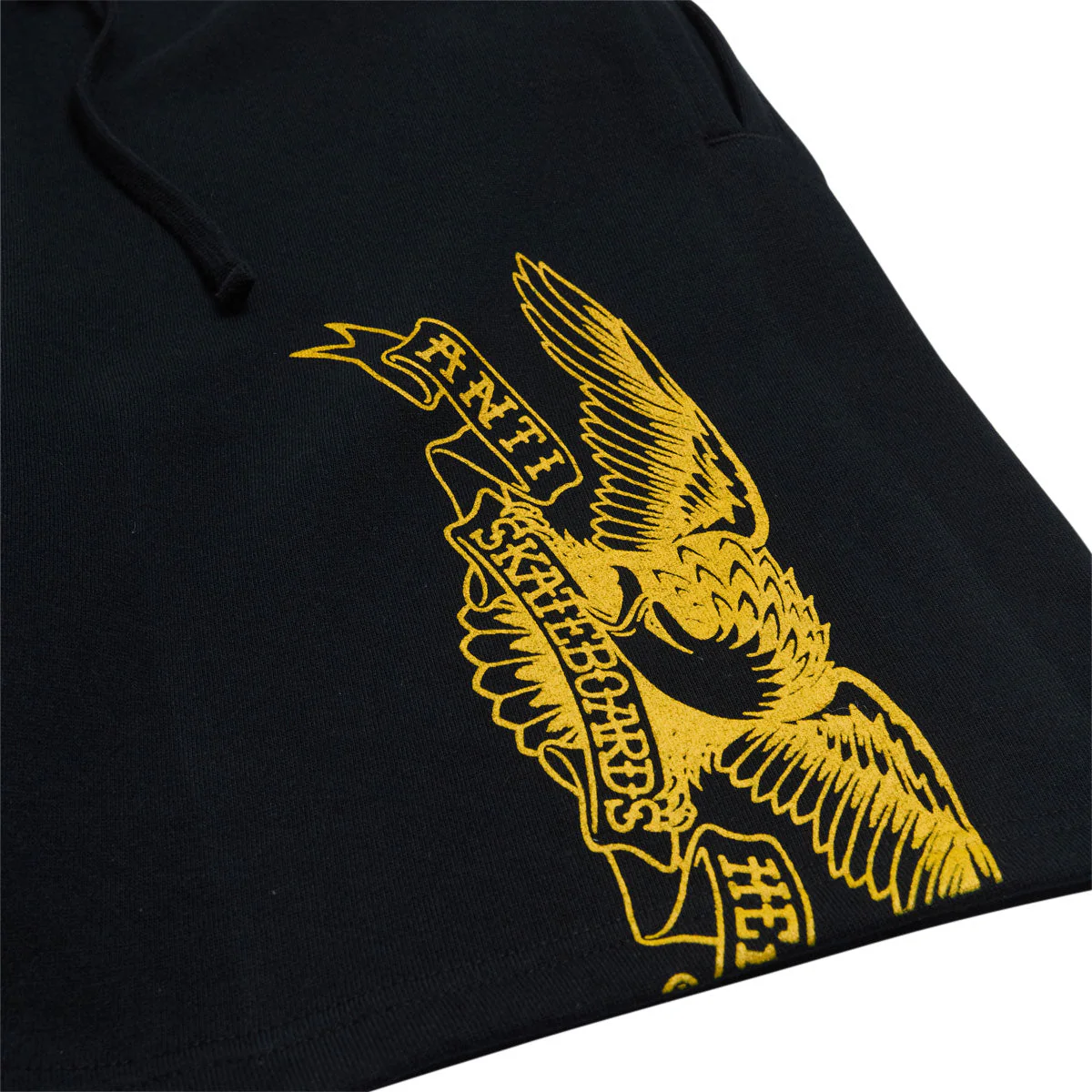 Anti-Hero Basic Eagle Sweat Shorts - Black/Yellow - Image 3