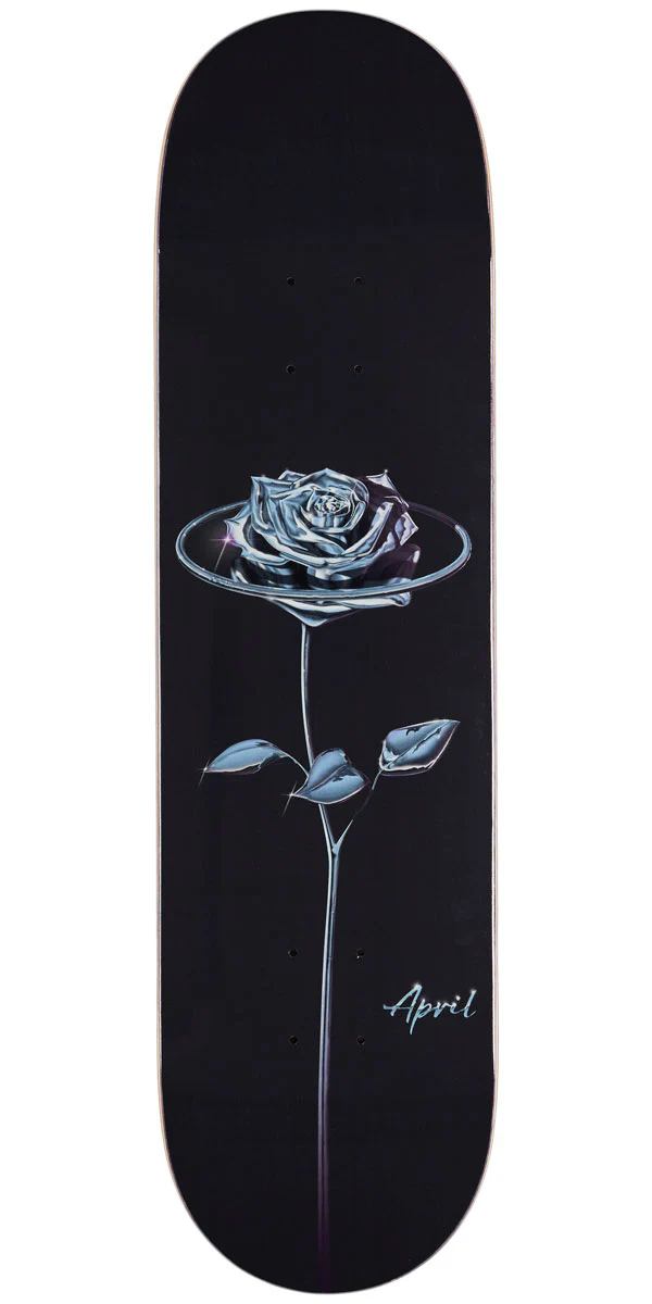 April Chrome Rose Skateboard Deck - Black - 8.125"