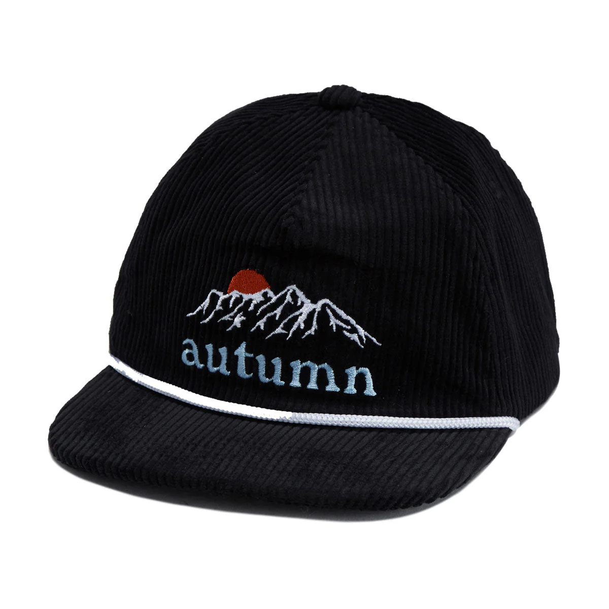 Autumn Cord 5 Panel Mesh Hat - Black