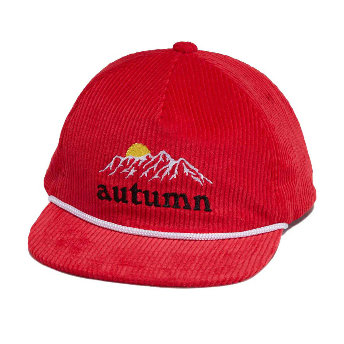 Autumn Cord 5 Panel Mesh Hat - Red