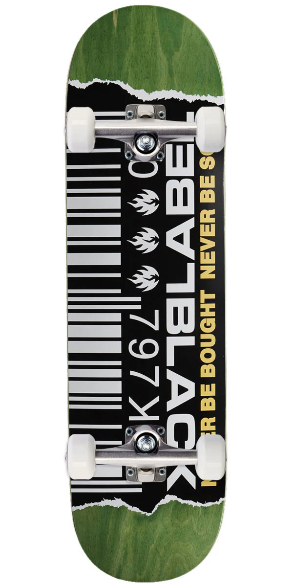 Black Label Barcode Ripped Skateboard Complete - Yellow - 9.00"