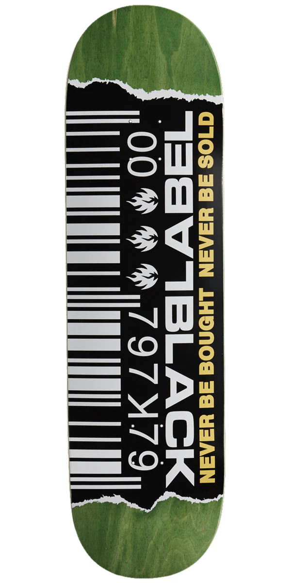 Black Label Ripped Barcode Skateboard Deck - Assorted Stains - 9.00"