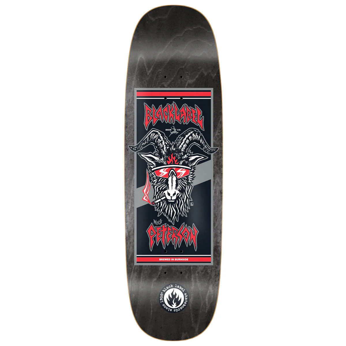Black Label Nick Peterson Burnside Brew Tugboat Shape Skateboard Deck - Assorted Stains - 9.50"