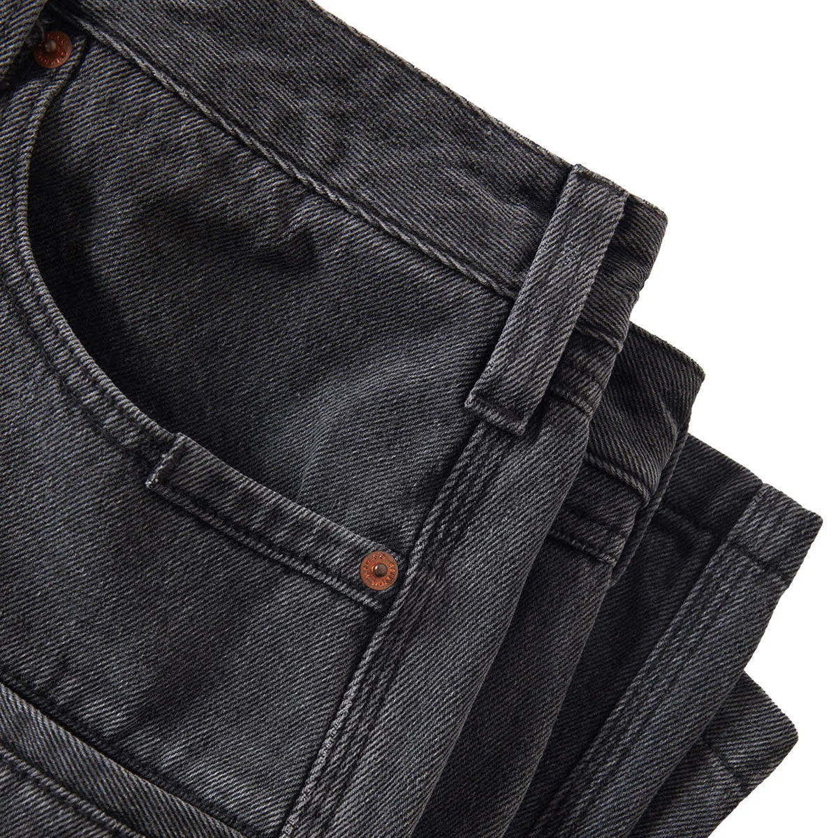 Brixton Builders Carpenter Baggy Shorts - Washed Black Denim - Image 3