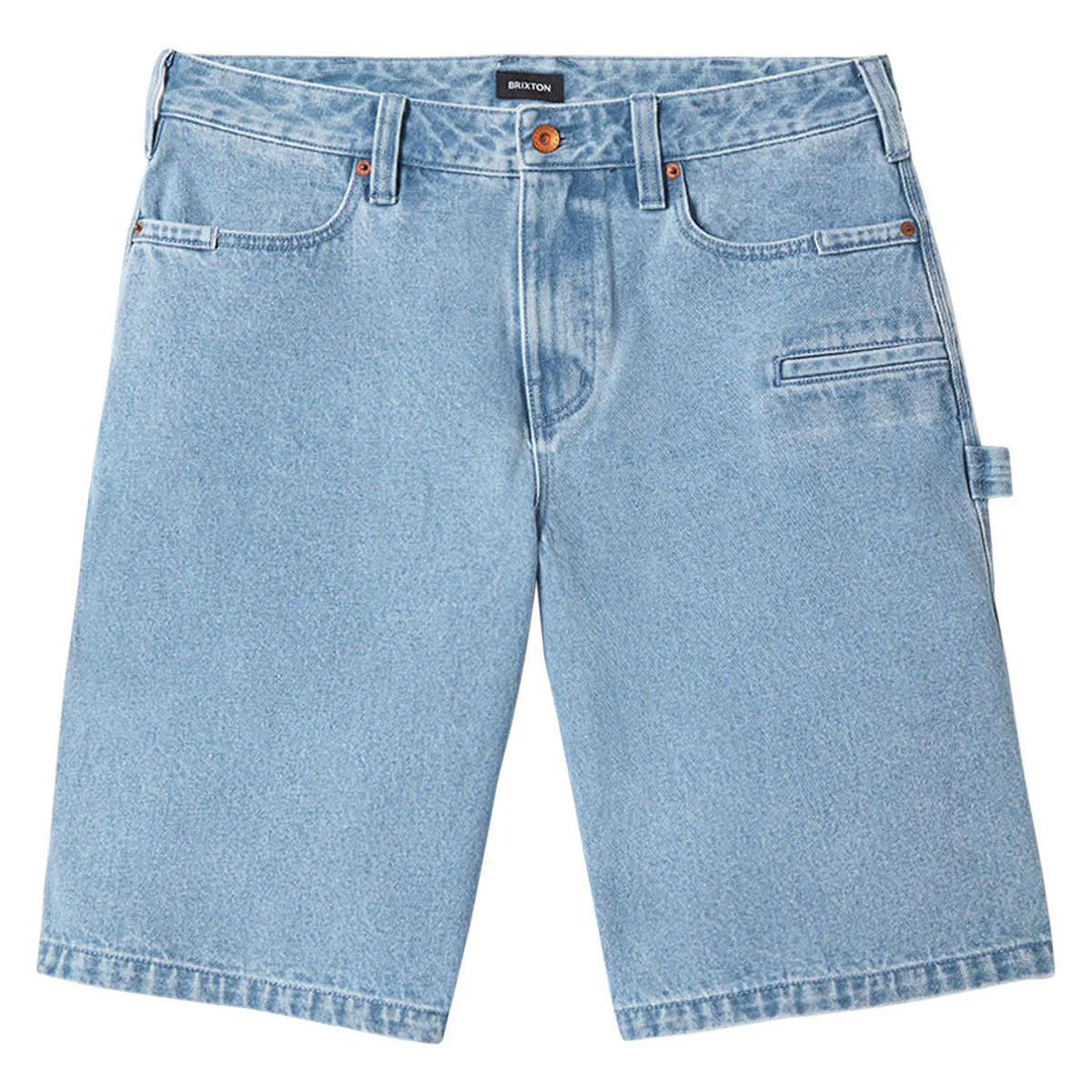 Brixton Builders Carpenter Baggy Shorts - Washed Blue Denim