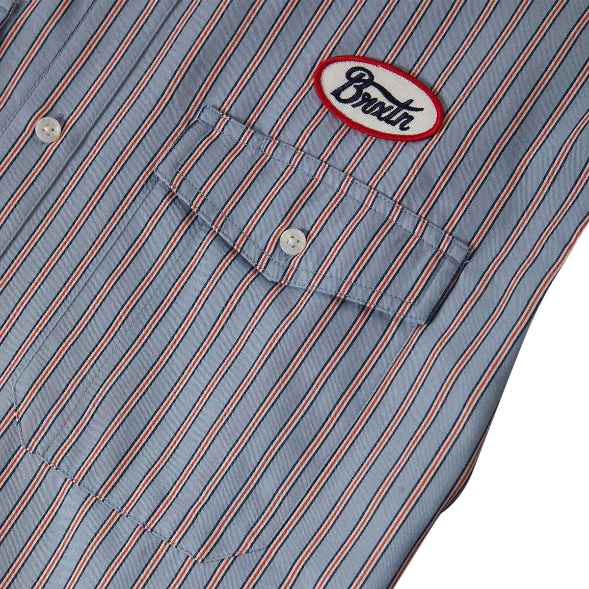 Brixton Builders Olson Shirt - Blue Aura Stripe - Image 5
