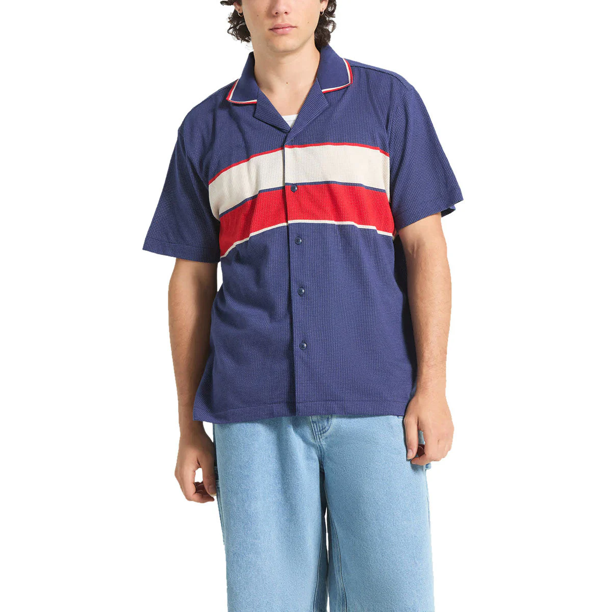 Brixton Bunker Mesh Shirt - Washed Navy - Image 2