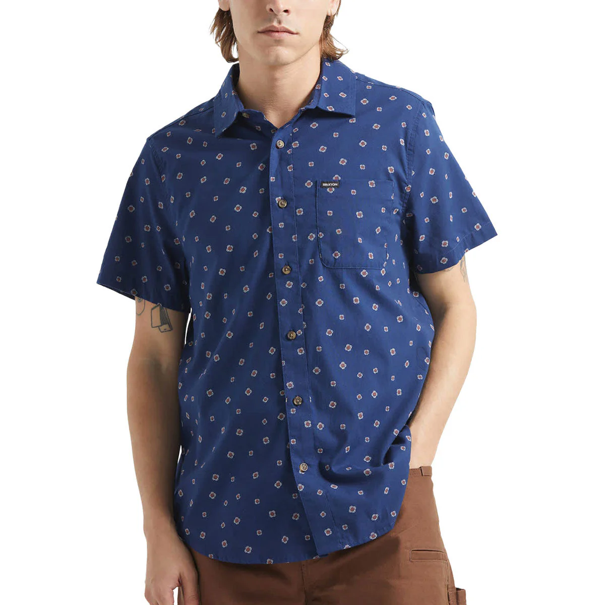 Brixton Charter Print Shirt - Midnight Blue Geo - Image 2