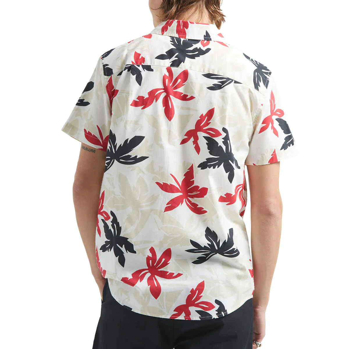 Brixton Charter Print Shirt - Off White/Black/Red Palm Floral - Image 3