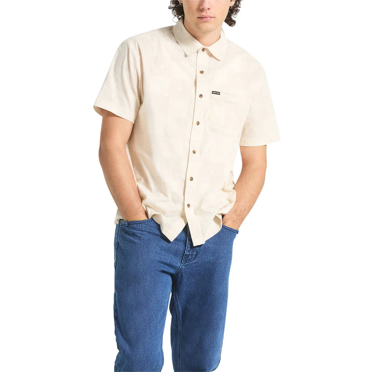 Brixton Cru Print Shirt - Whitecap/Geo Checker - Image 2