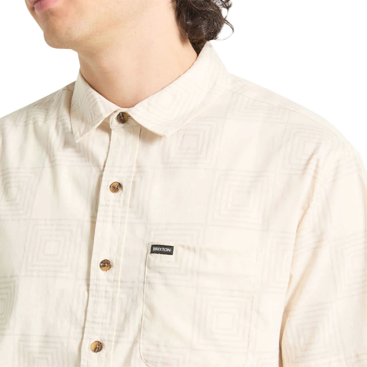 Brixton Cru Print Shirt - Whitecap/Geo Checker - Image 3