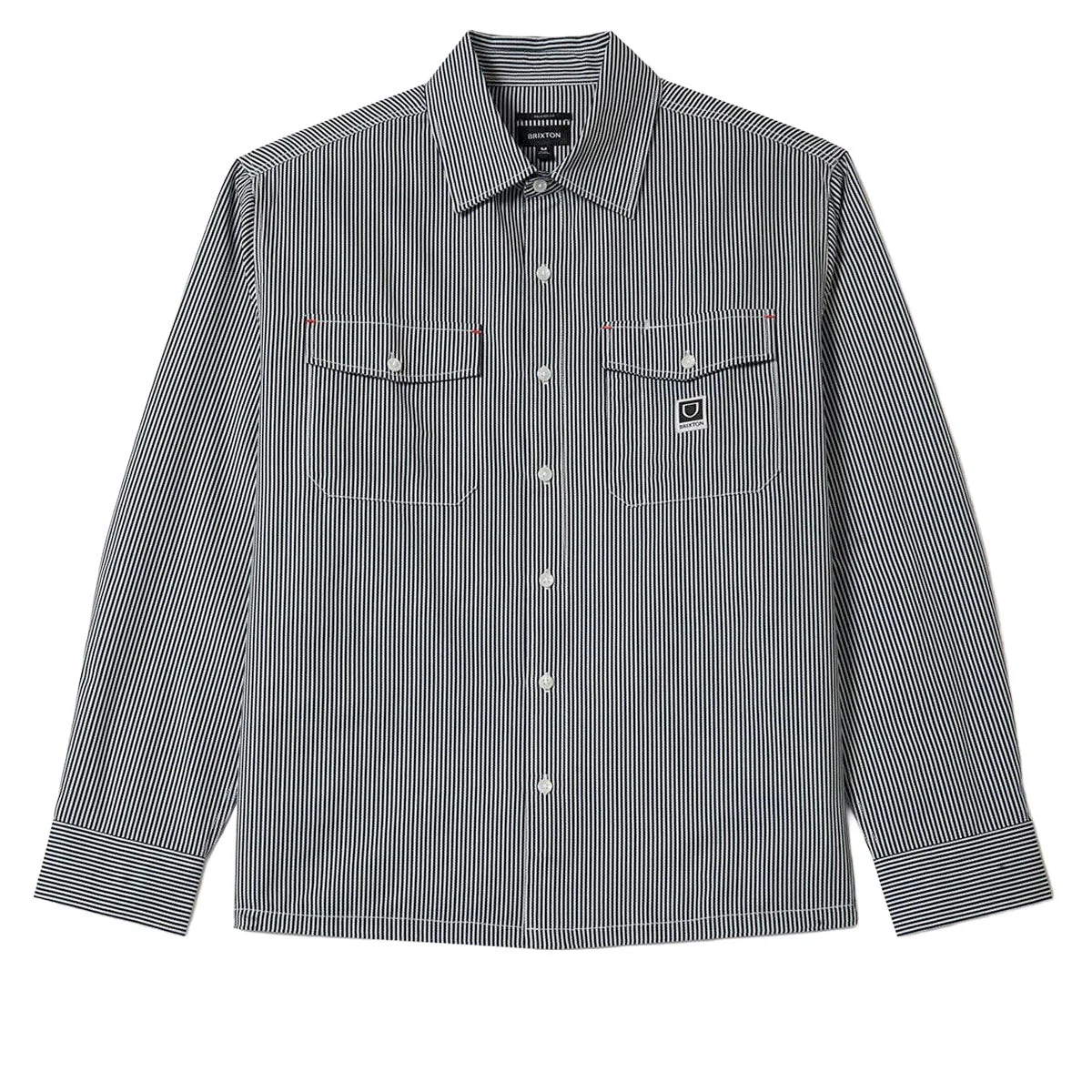 Brixton Journey Lightweight Long Sleeve Shirt - Navy/White Stripe