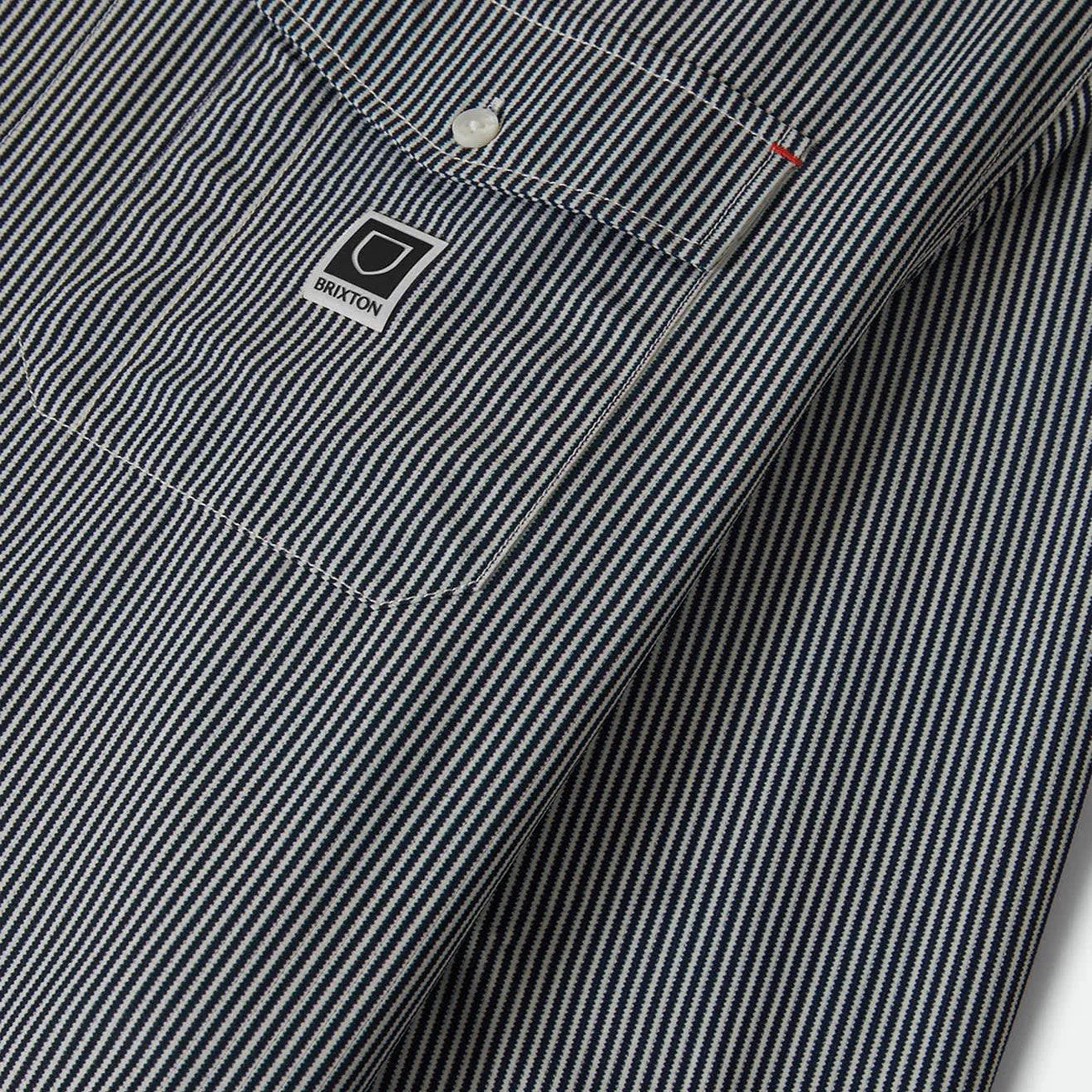Brixton Journey Lightweight Long Sleeve Shirt - Navy/White Stripe - Image 5