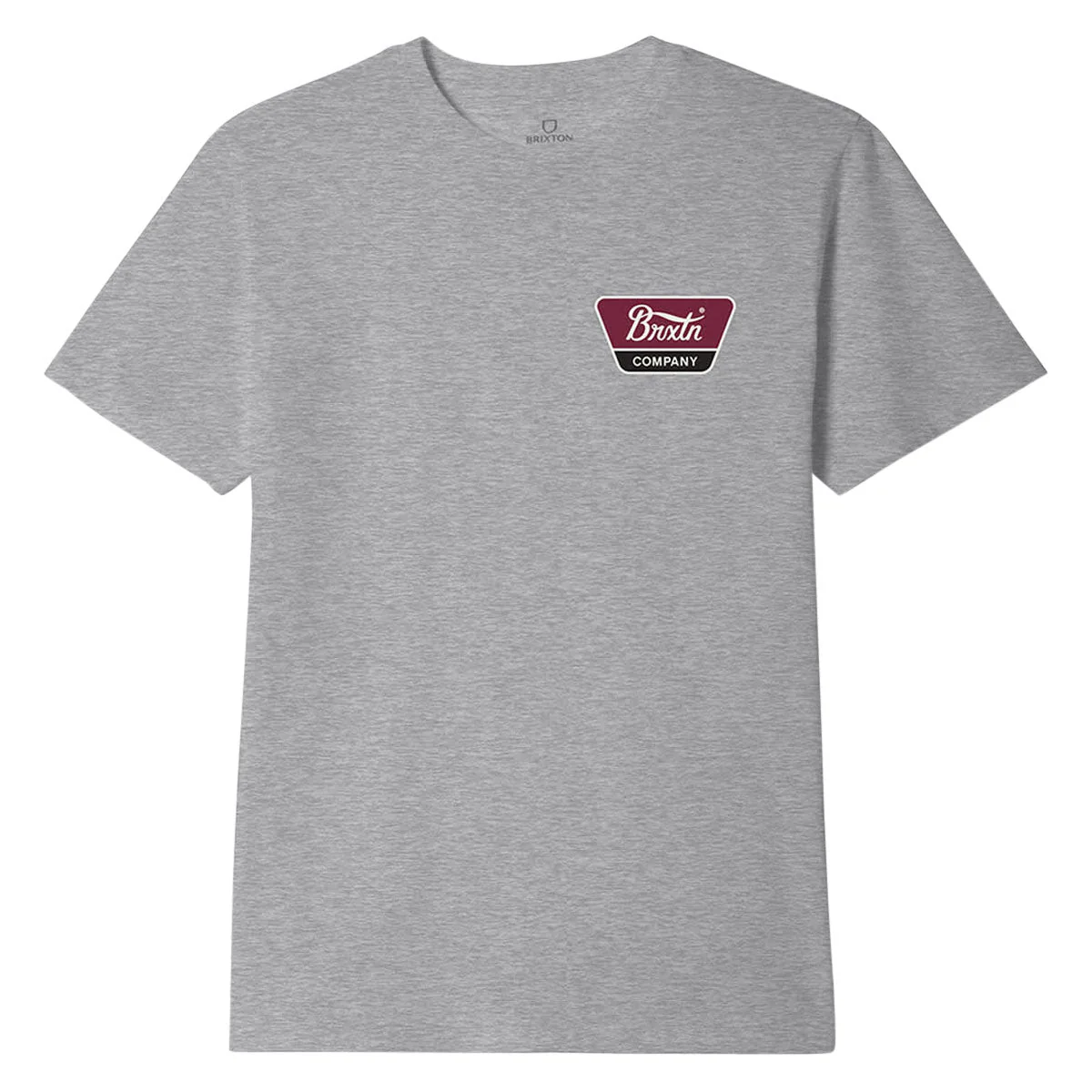 Brixton Linwood T-Shirt - Heather Grey/Off White/Red Mahogany