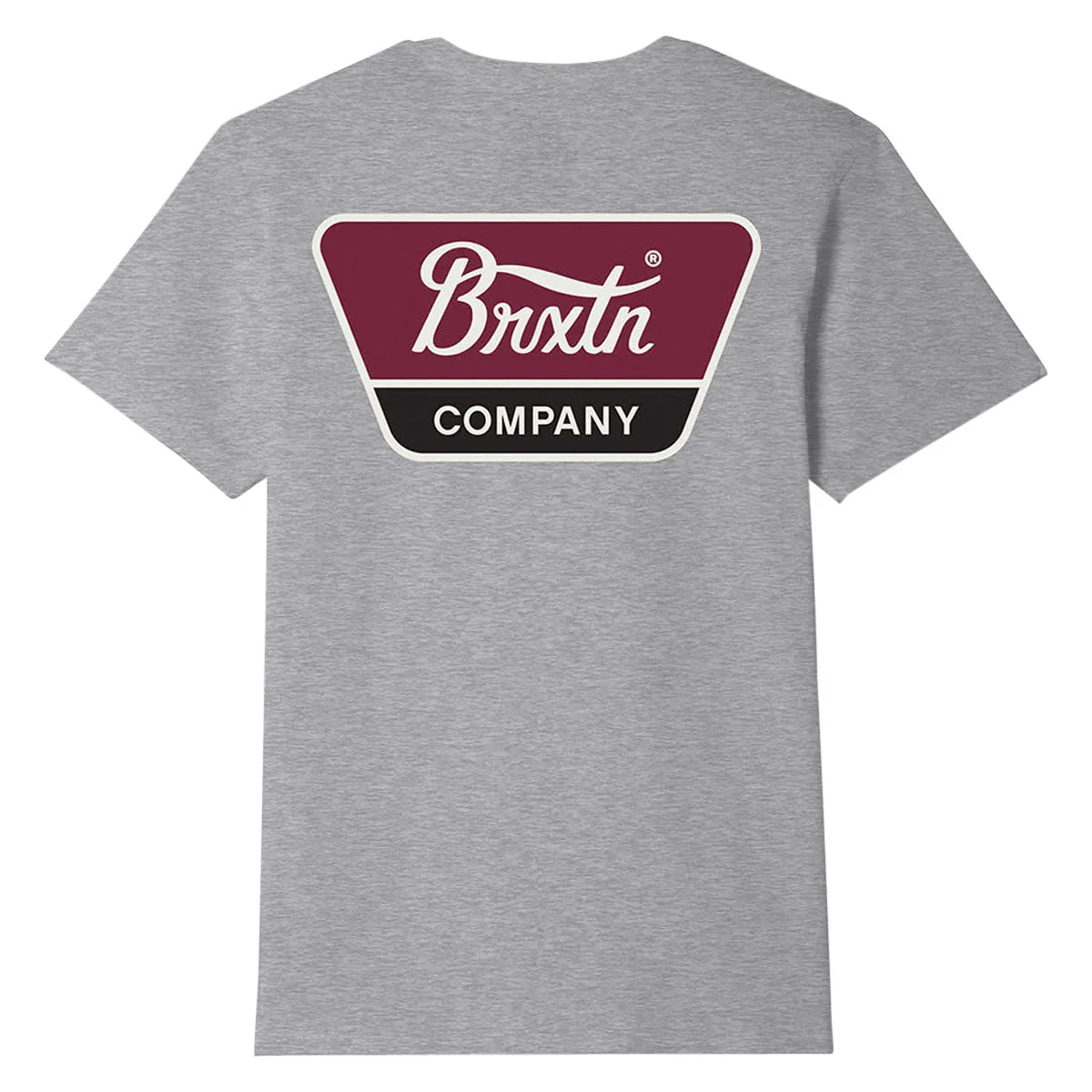 Brixton Linwood T-Shirt - Heather Grey/Off White/Red Mahogany - Image 2