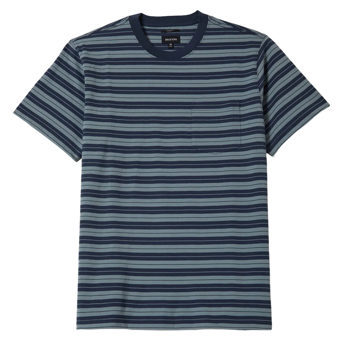 Brixton Nova Stripe Pocket T-Shirt - Midnight Blue/Future Grey Worn Wash