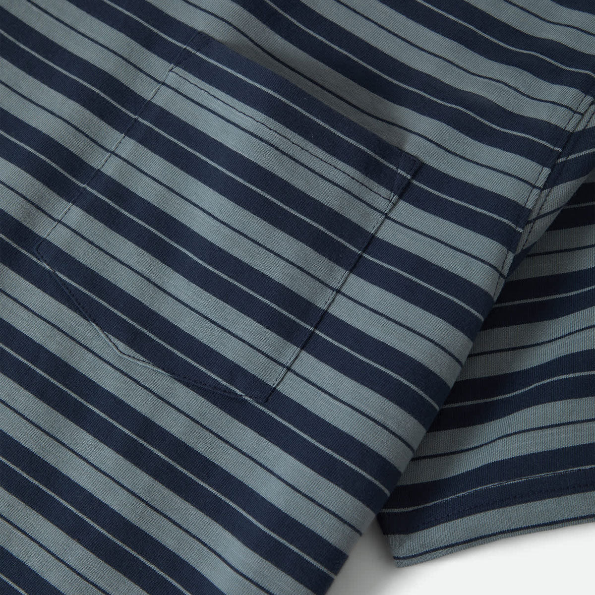 Brixton Nova Stripe Pocket T-Shirt - Midnight Blue/Future Grey Worn Wash - Image 2