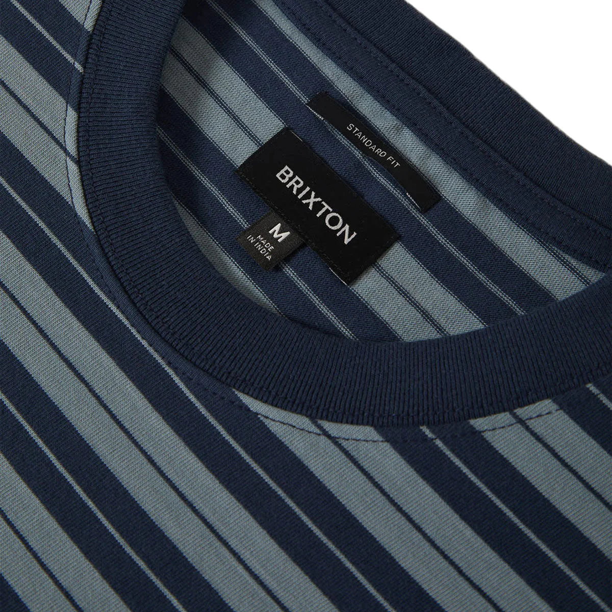 Brixton Nova Stripe Pocket T-Shirt - Midnight Blue/Future Grey Worn Wash - Image 4