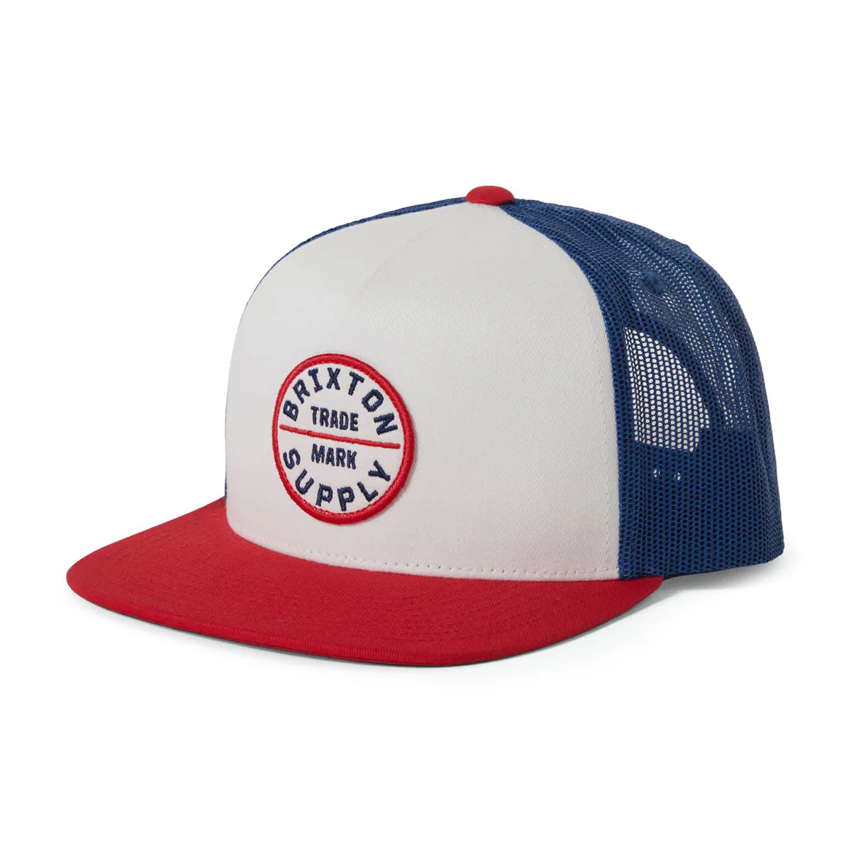 Brixton Oath MP Trucker Hat - White/Midnight Blue/Adrenaline Rush