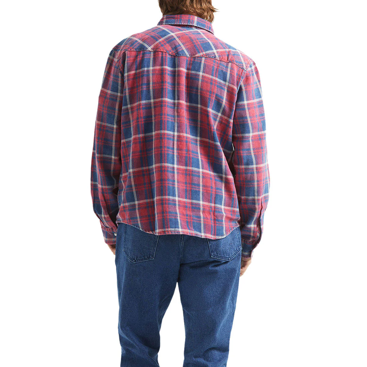 Brixton Waylon Lightweight Long Sleeve Over Shirt - Denim Plaid - Image 2