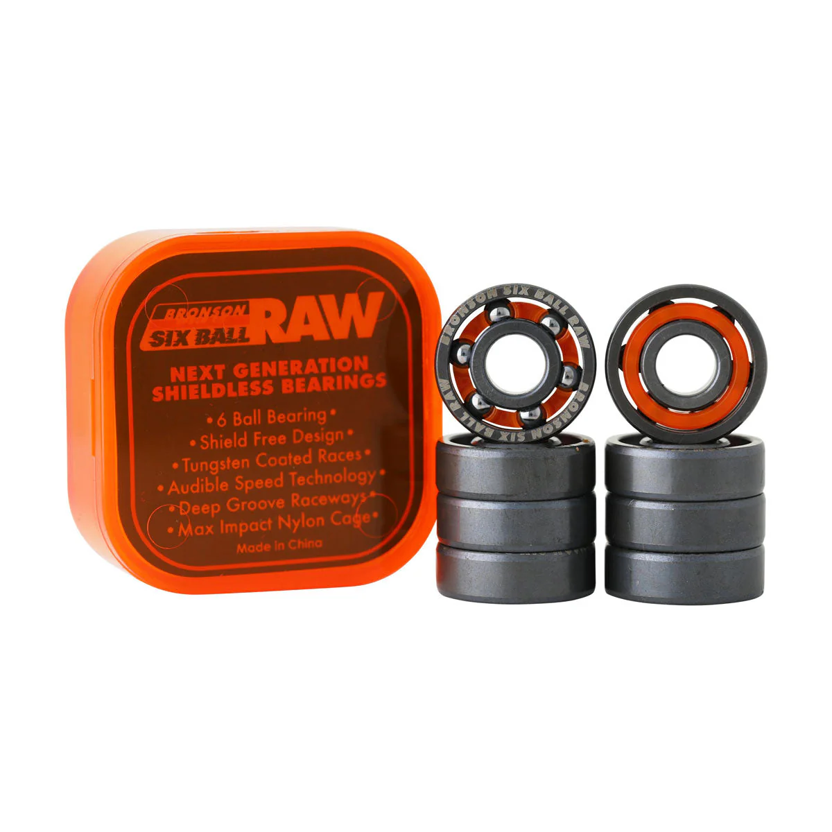 Bronson 6 Ball Raw Bearings - Black