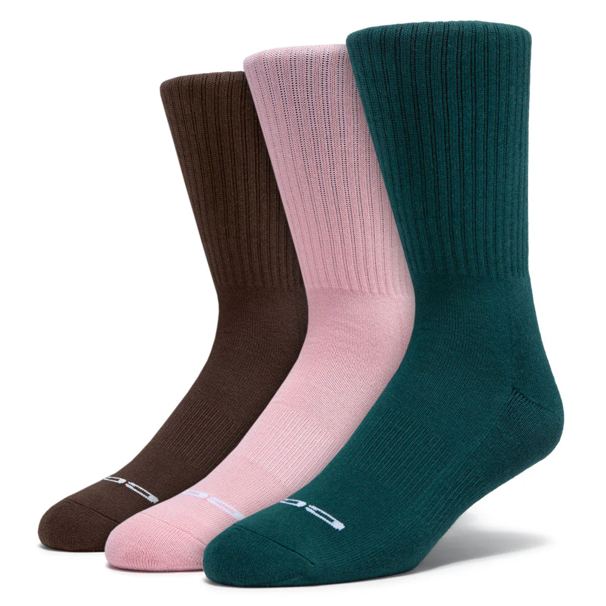 CCS 3 Pack Solid Socks - Brown/Forest/Blush
