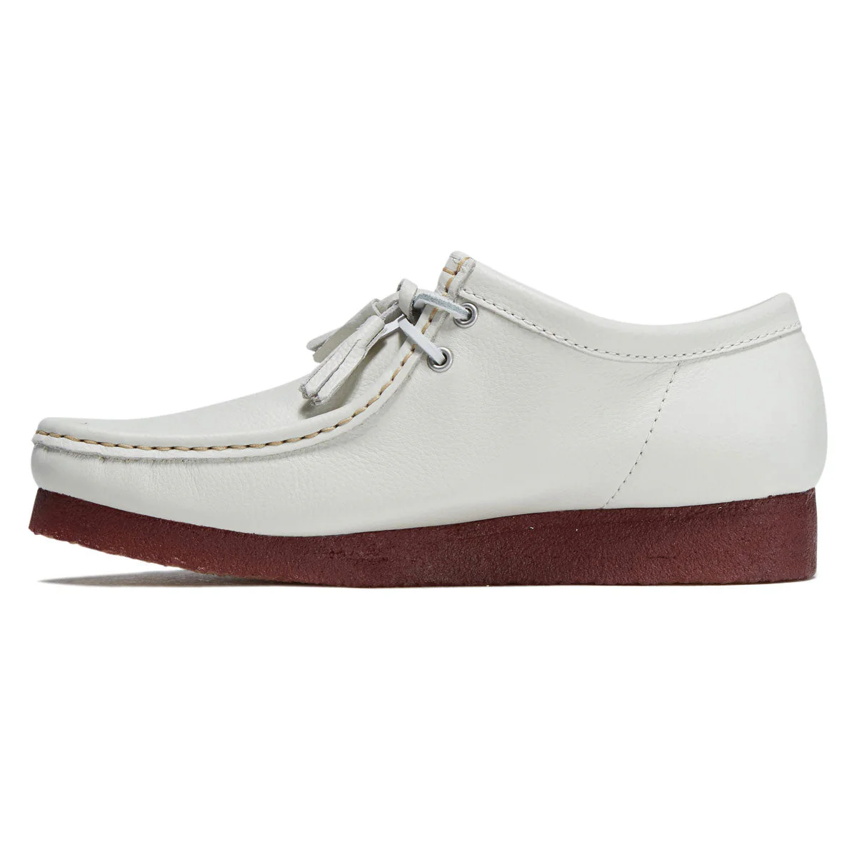 Clarks Wallabee Shoes - White Leather - Image 2