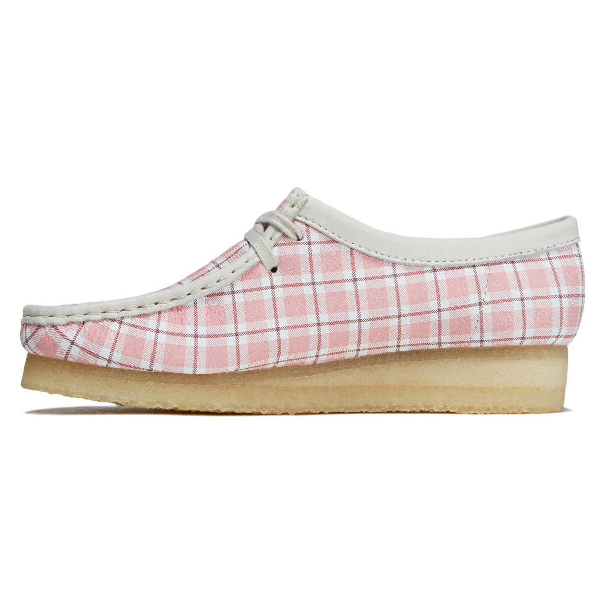 Clarks Womens Wallabee Shoes - Pink Check - Image 2