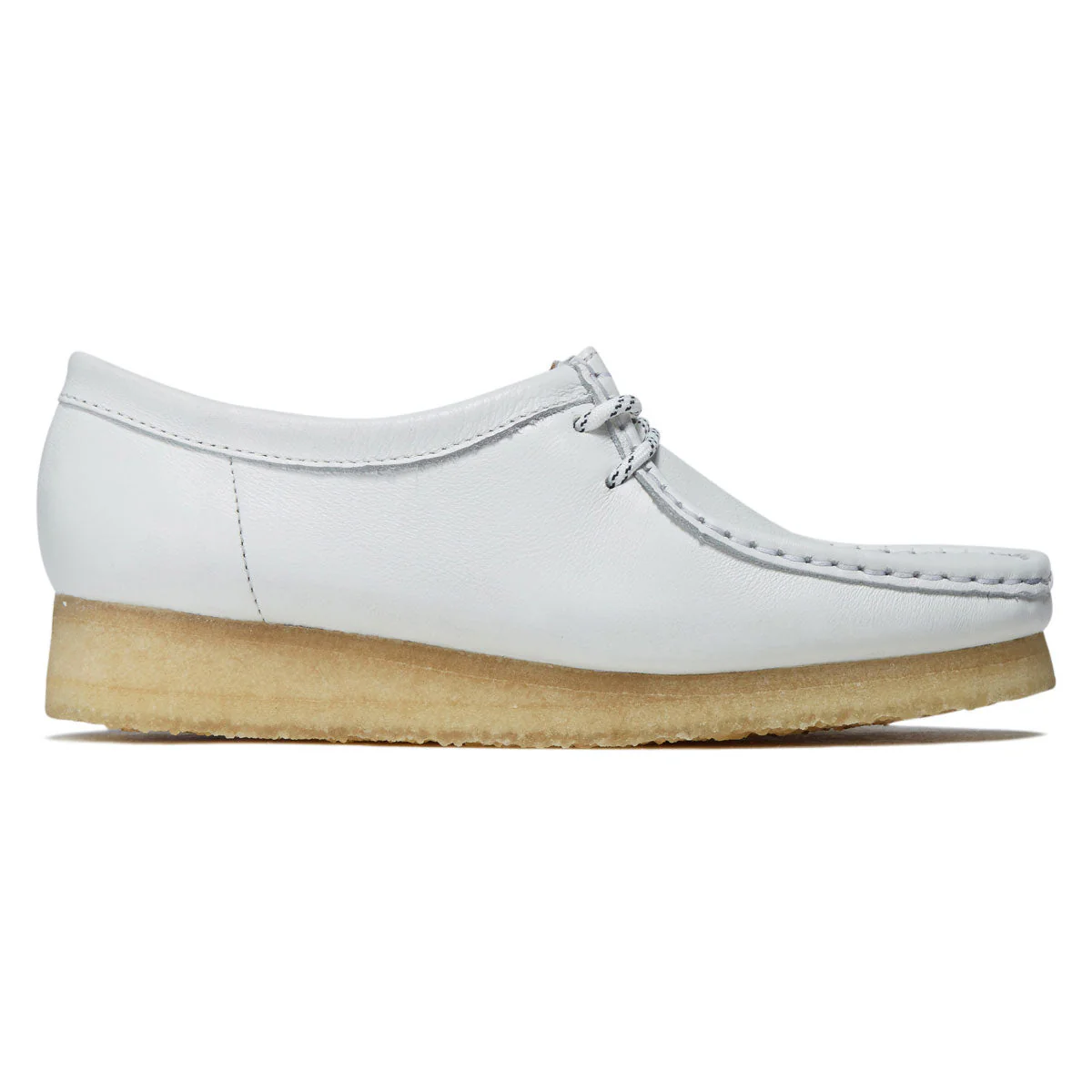 Clarks Womens Wallabee Shoes - White Grain Leather