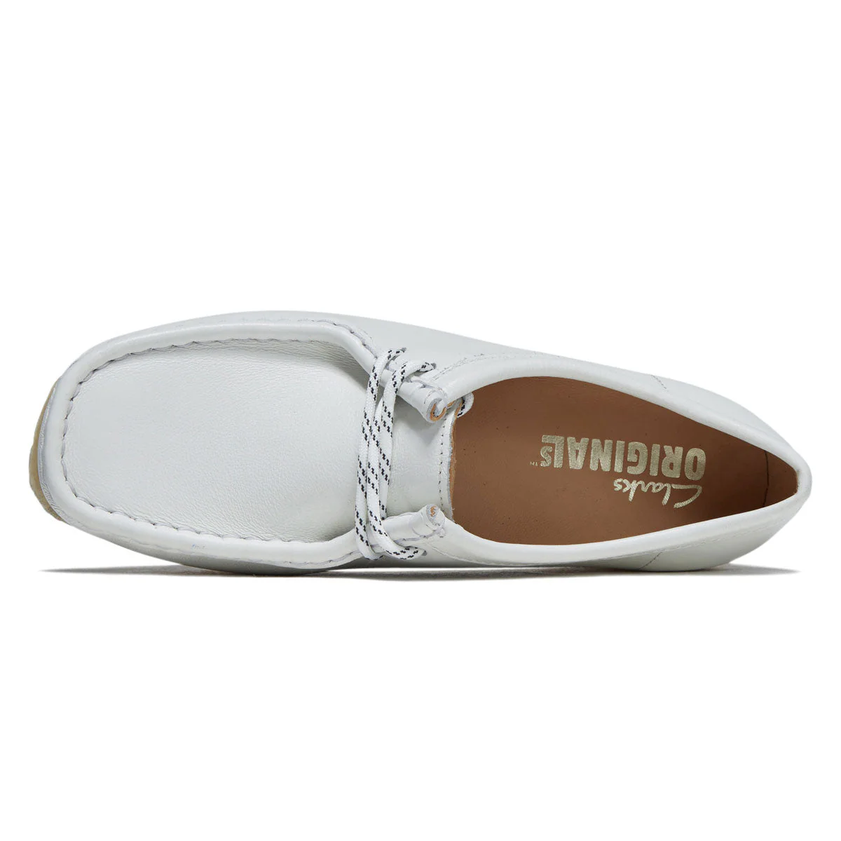 Clarks Womens Wallabee Shoes - White Grain Leather - Image 3