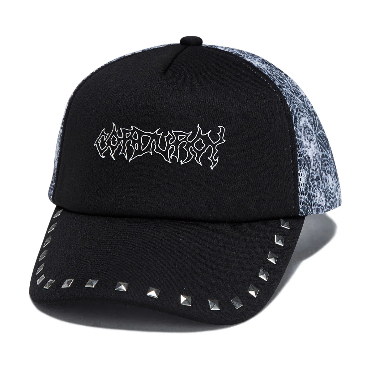 Corduroy Stud Trucker Hat - Black