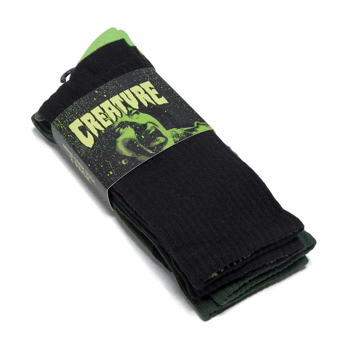 Creature Logo 2 Pack Of Socks - Black/Green - Image 2
