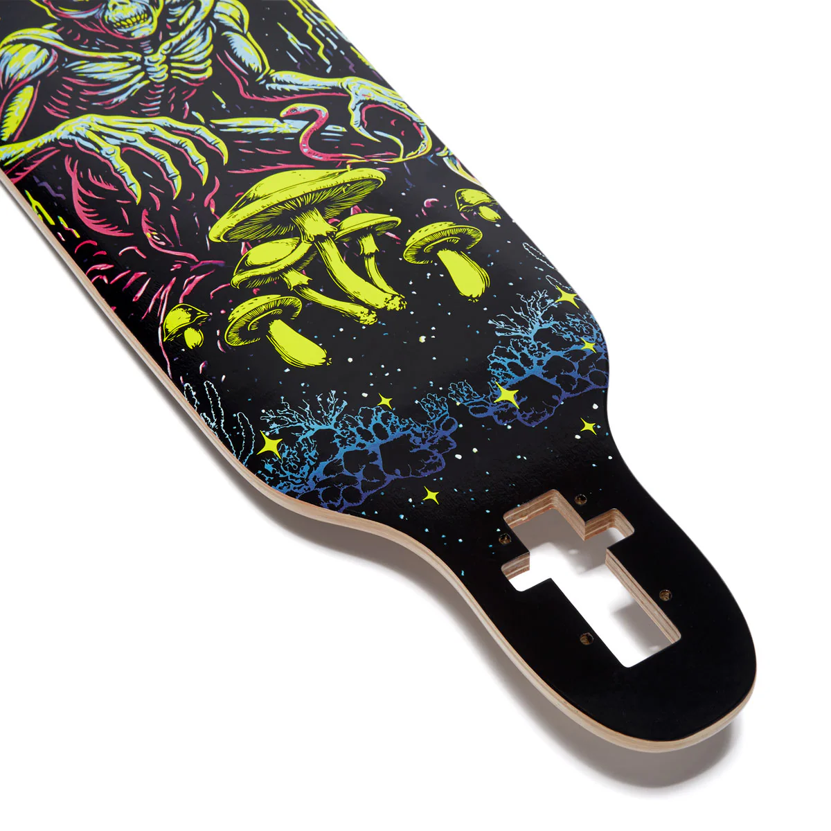 Daddies Mall Poster Blacklight Drop Thru Longboard Deck - Black/Glow - Image 5