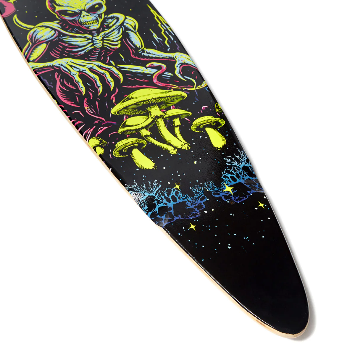 Daddies Mall Poster Blacklight Pintail Longboard Deck - Black/Glow - Image 5
