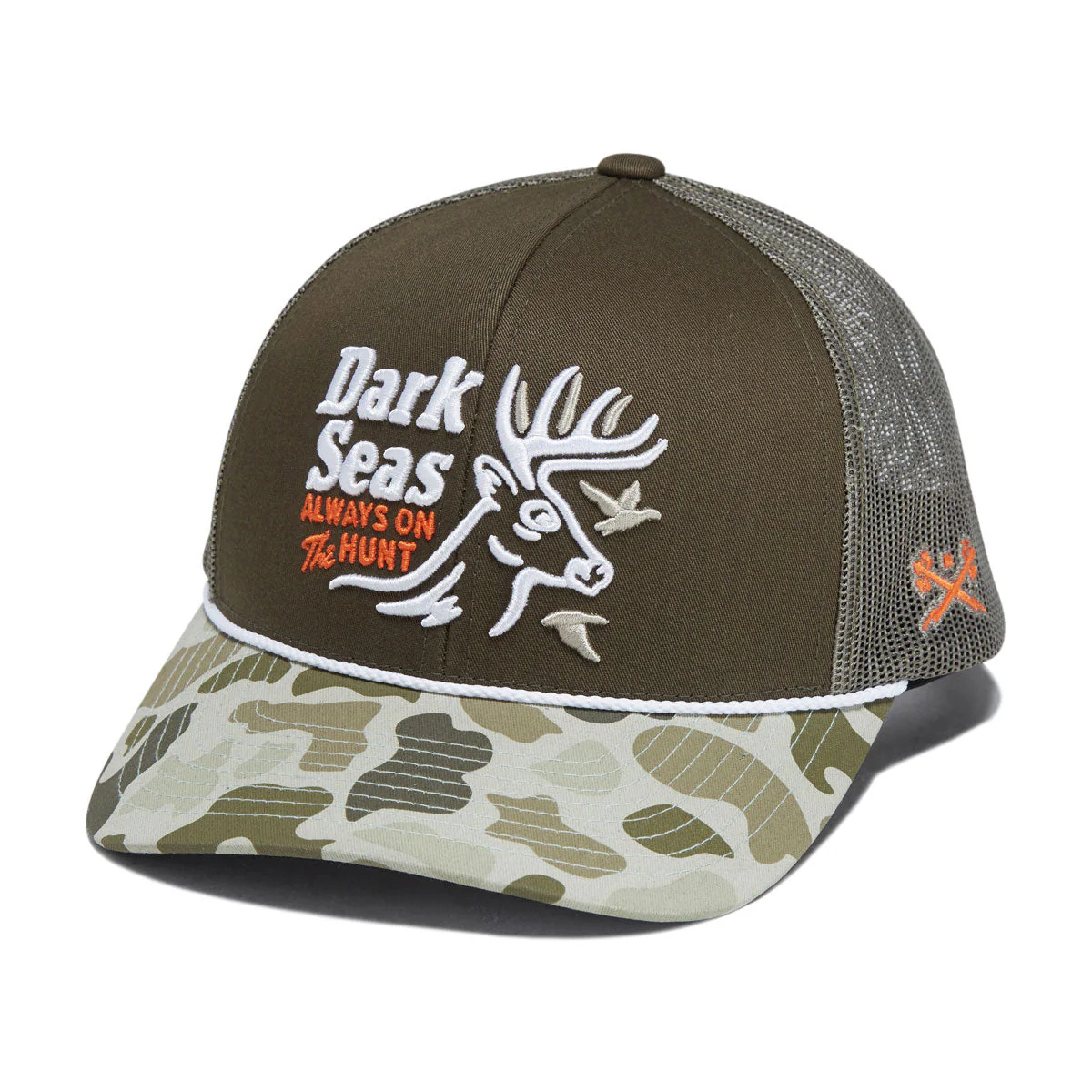 Dark Seas Bucked Hat - Olive/Camo