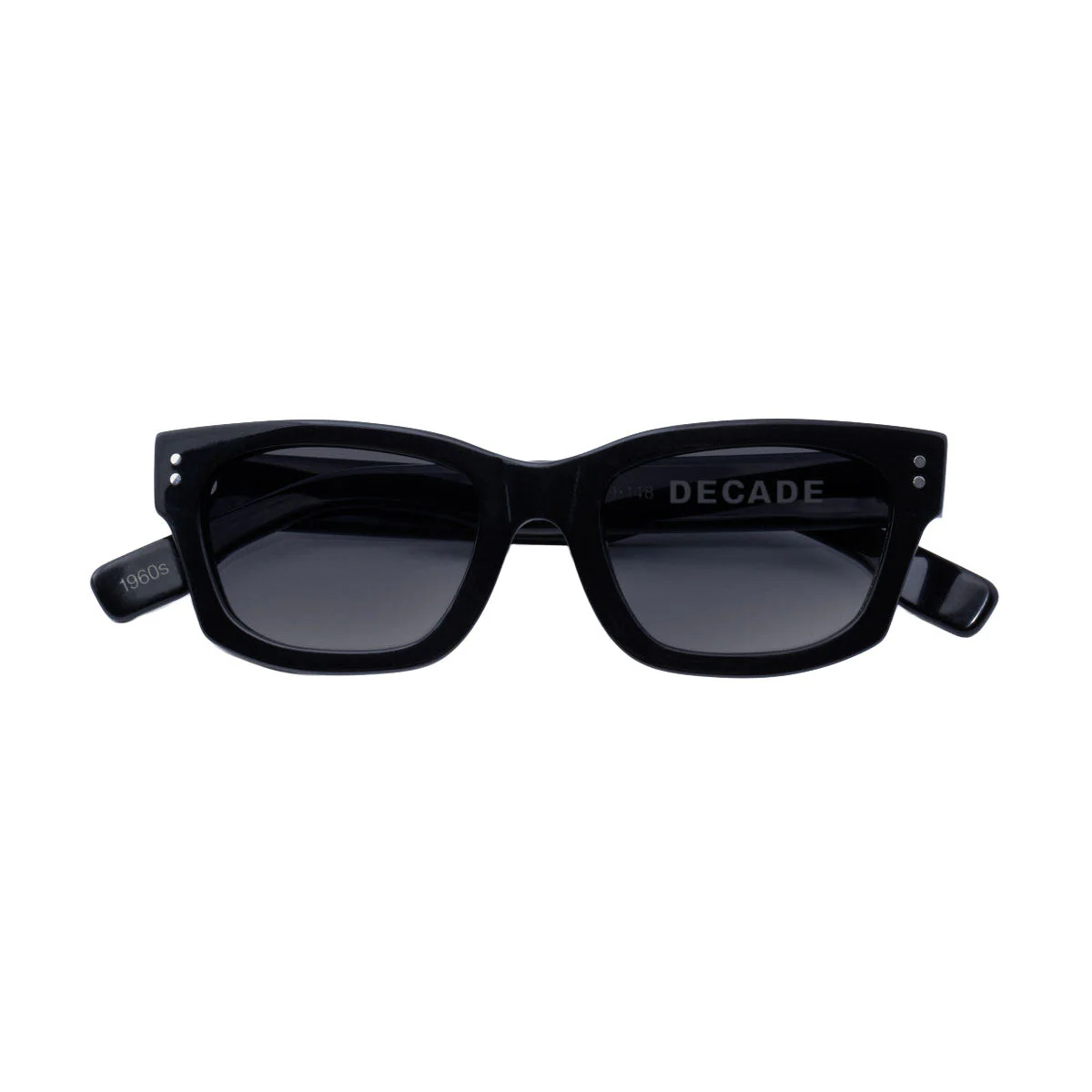 Decade Milton 60s Sunglasses - Gloss Black Acetate/Grey Tac Polarized - Image 4