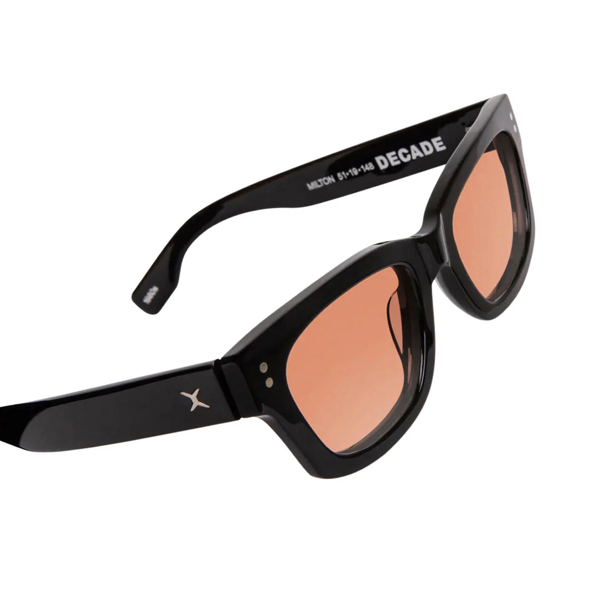 Decade Milton 60s Sunglasses - Gloss Black Acetate/Sunset CR-39 - Image 4