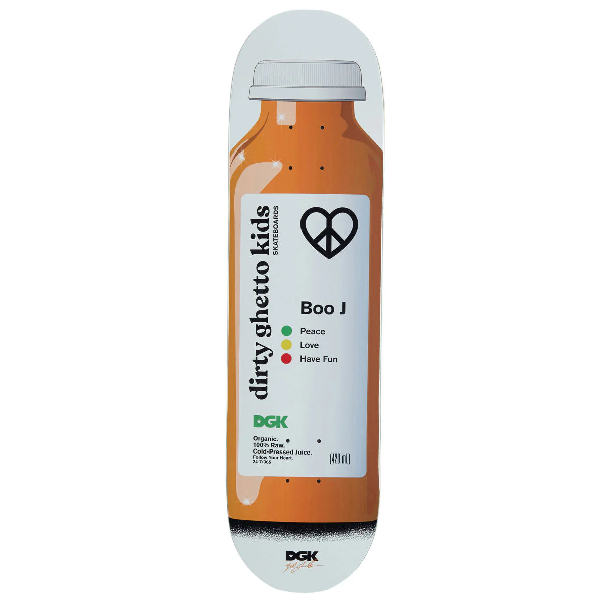 DGK Cold Pressed Boo Skateboard Deck - White - 8.25"