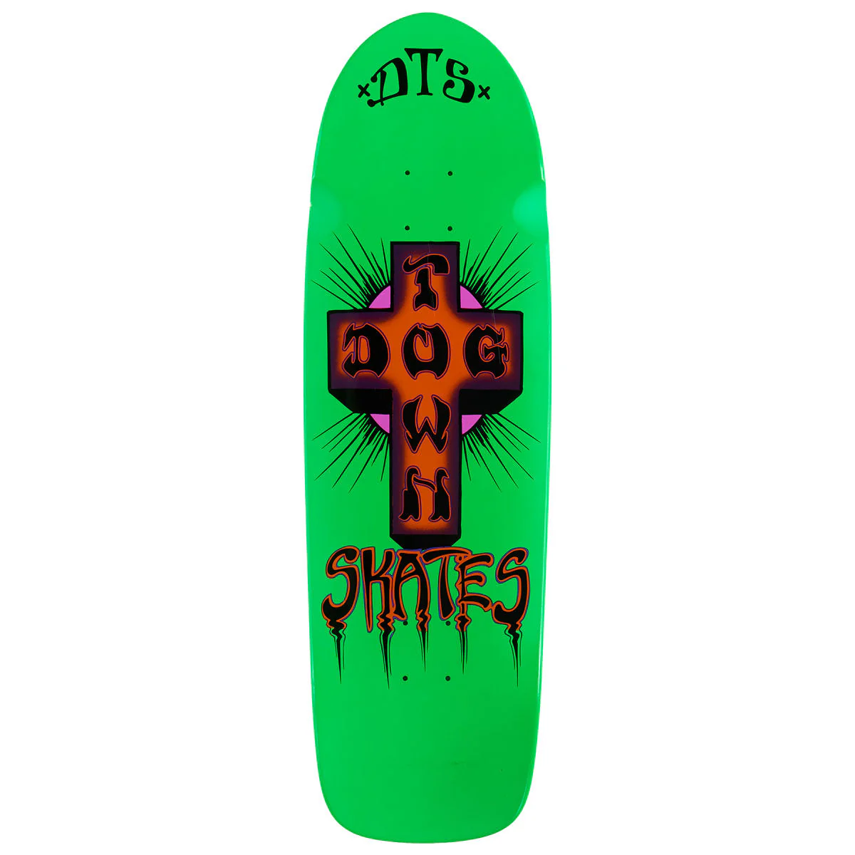 Dogtown Bigger Boy Skateboard Deck - Neon Green/Orange Cross - 9.523"