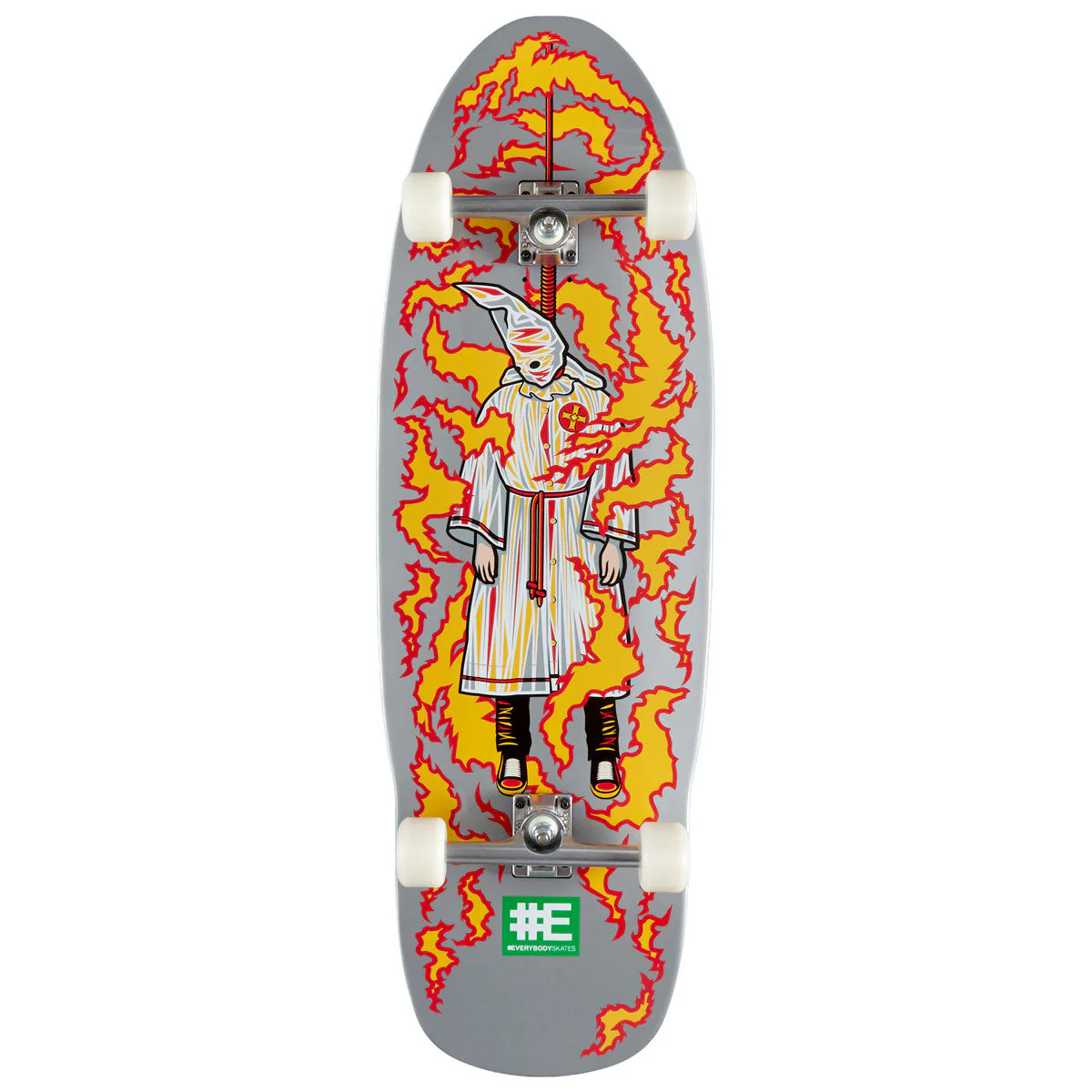 EVERYBODYSKATES BB Burning Klansman Big Board 40" Pre-Built Skateboard Complete - Silver