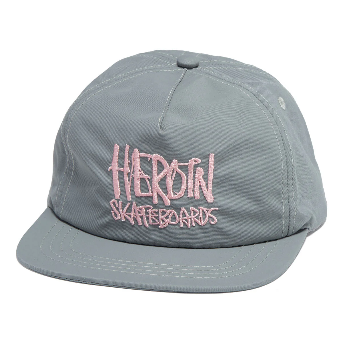 Heroin Script Nylon Snapback Hat - Grey/Pink