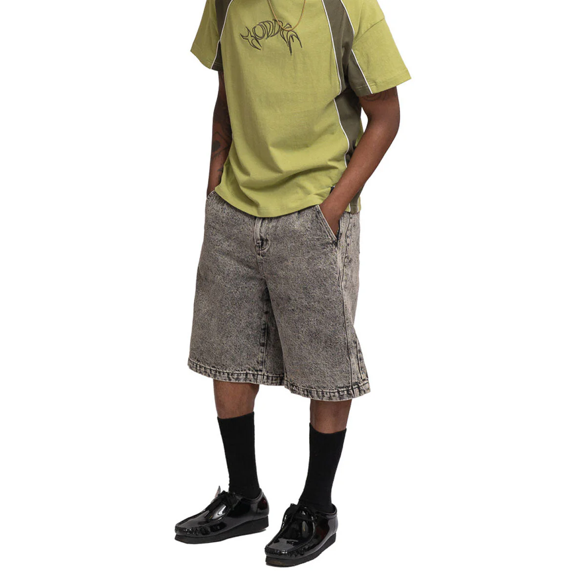 Hoddle Bermuda Shorts - Overdye Grey Denim - Image 3