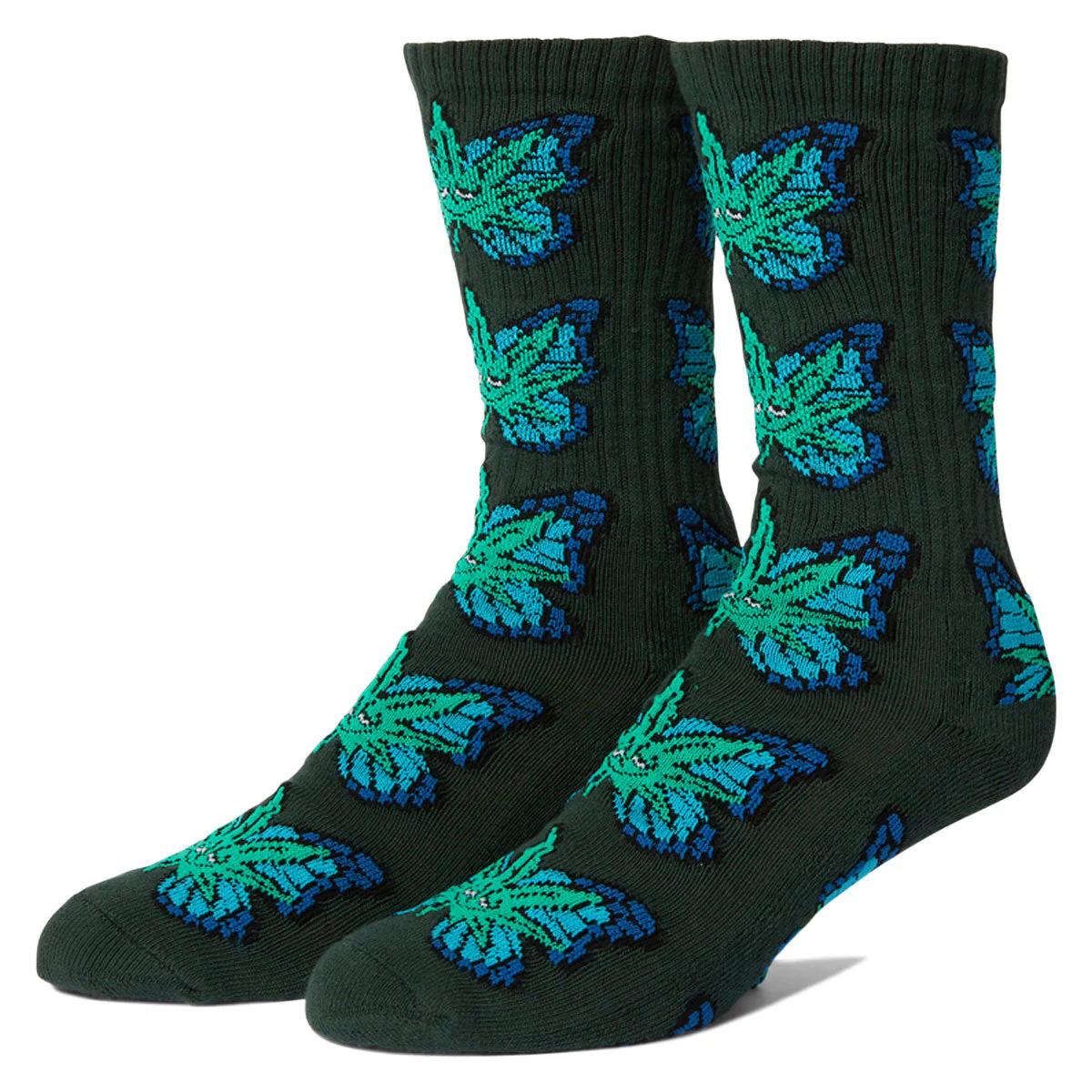HUF Green Budderfly Socks - Forest Green